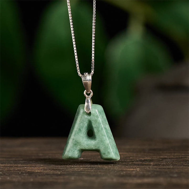 Buddha Stones "May You Find Your Own Meaning" Natural A-Z Letter Jade Titanium Steel Chain Necklace Includes Gift Message Card - image 119