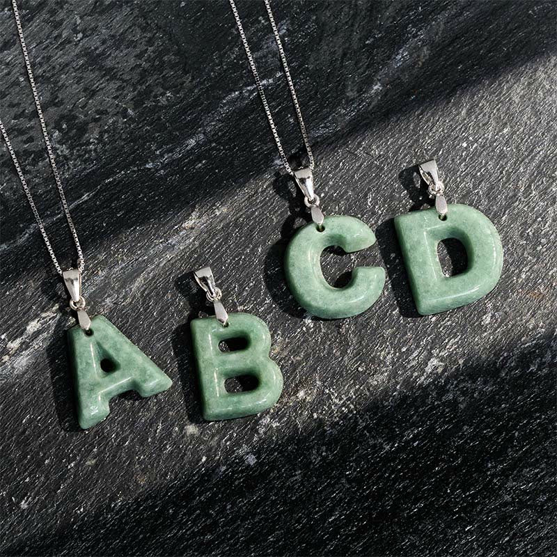 Buddha Stones Natural A-Z Letter Jade Titanium Steel Chain 925 Sterling Silver Chain Prosperity Necklace Pendant - image 91