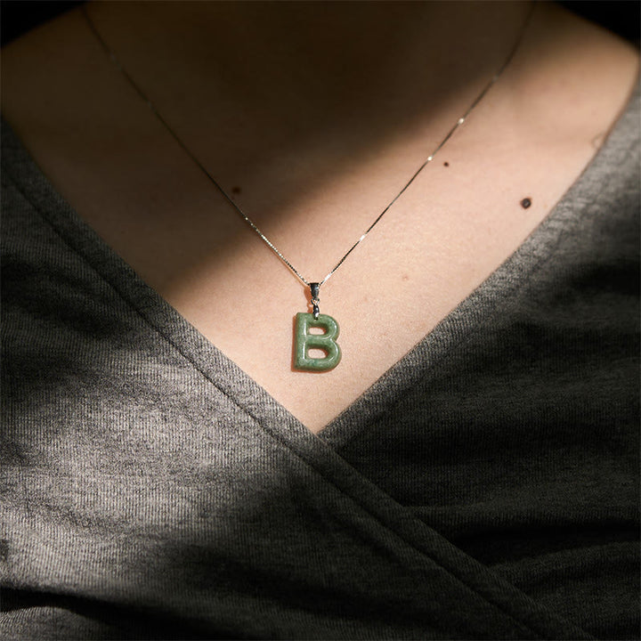 Buddha Stones "May You Find Your Own Meaning" Natural A-Z Letter Jade 925 Sterling Silver Chain Necklace Includes Gift Message Card - image 24