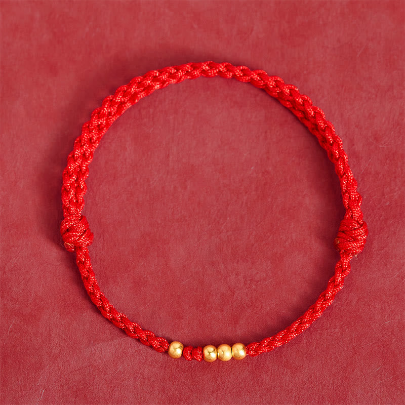 Buddha Stones "Blessings for Clear Connections" 925 Sterling Silver Plated Gold Beads Red String Bracelet Includes Gift Message Card - image 5