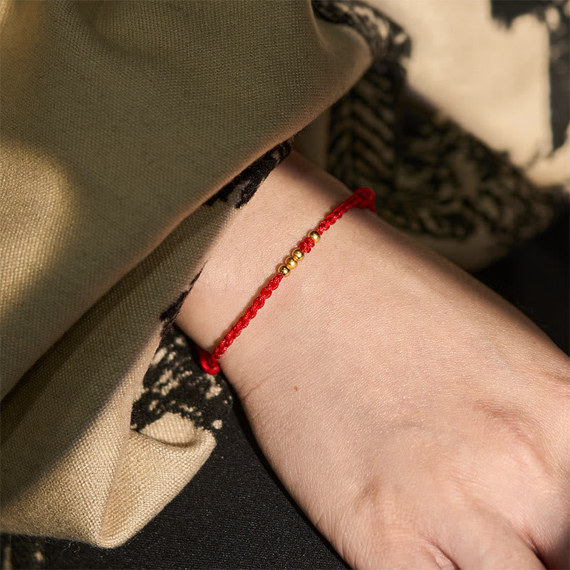 Buddha Stones "Blessings for Clear Connections" 925 Sterling Silver Plated Gold Beads Red String Bracelet Includes Gift Message Card - image 10
