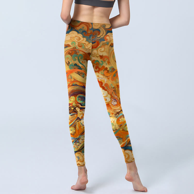 Buddha Stones Gorgeous Fairy Cloud Pattern Print Gym Leggings Women's Yoga Pants - image 6