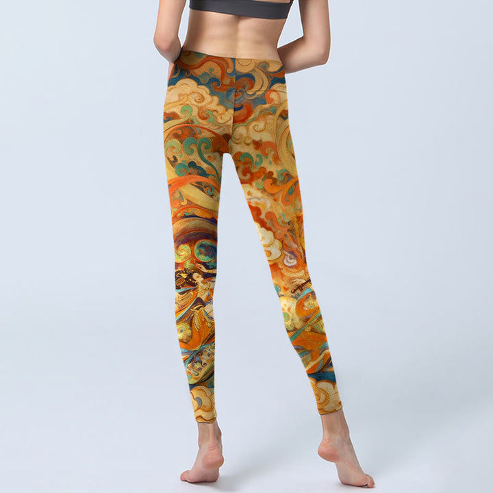 Buddha Stones Gorgeous Fairy Cloud Pattern Print Gym Leggings Women's Yoga Pants - image 6