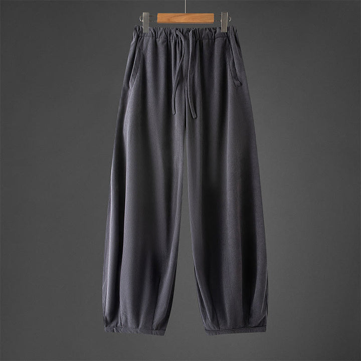 Buddha Stones Winter Men's Drawstring Plain Elastic Waistband Design Corduroy Pants With Pockets - DimGray - US/UK/AU46，EU56 (5XL) - image 0
