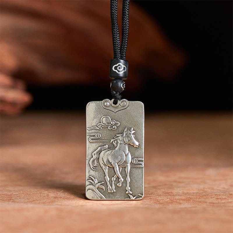 Buddha Stones Year of the Horse Chinese Zodiac Natal Buddha Copper Plated Silver Balance Necklace Pendant - image 10
