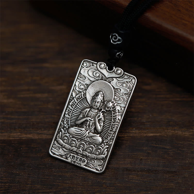 Buddha Stones Year of the Horse Chinese Zodiac Natal Buddha Copper Plated Silver Balance Necklace Pendant - image 1