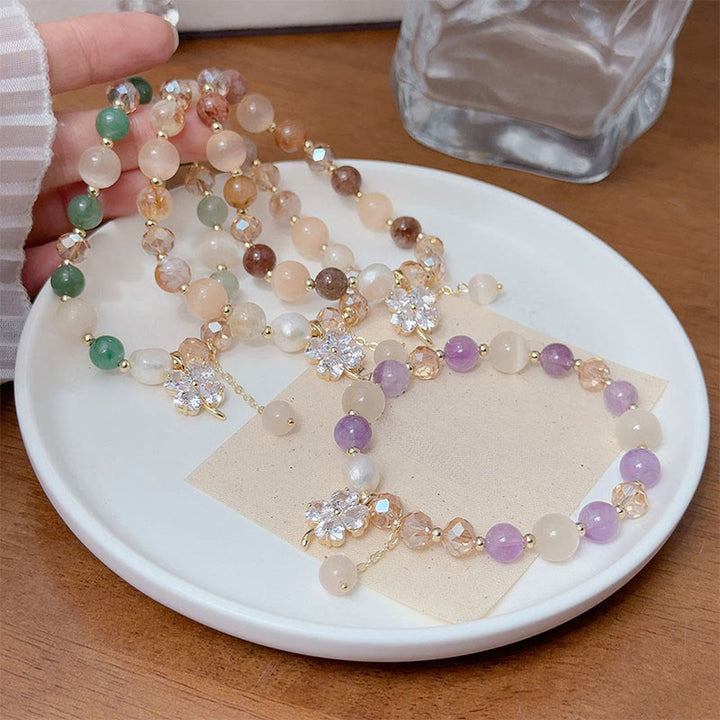 Buddha Stones Four Leaf Clover Amethyst Citrine Green Strawberry Quartz Rutilated Quartz Balance Bracelet - image 28