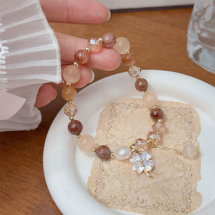 Buddha Stones Four Leaf Clover Amethyst Citrine Green Strawberry Quartz Rutilated Quartz Balance Bracelet - Rutilated Quartz(Wrist Circumference: 15-17cm) - image 20