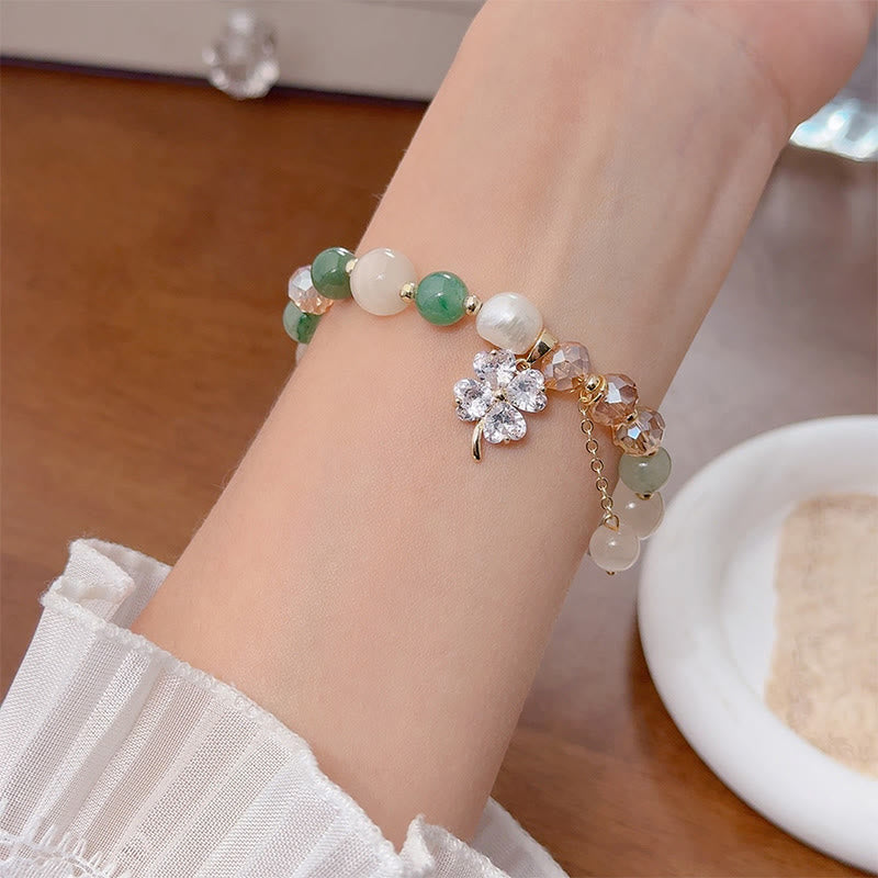 Buddha Stones Four Leaf Clover Amethyst Citrine Green Strawberry Quartz Rutilated Quartz Balance Bracelet - image 17