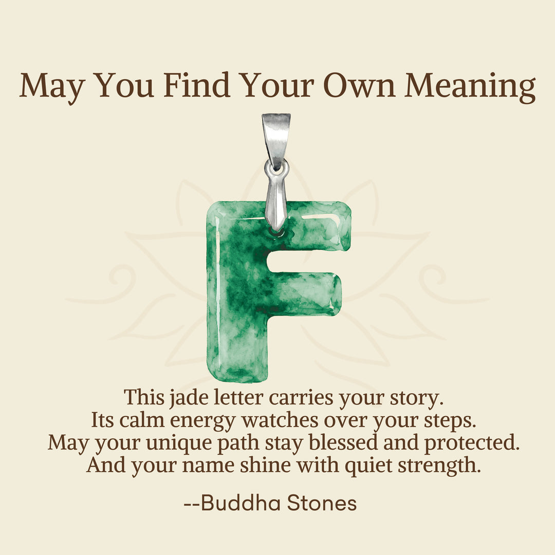 Buddha Stones "May You Find Your Own Meaning" Natural A-Z Letter Jade 925 Sterling Silver Chain Necklace Includes Gift Message Card - image 42