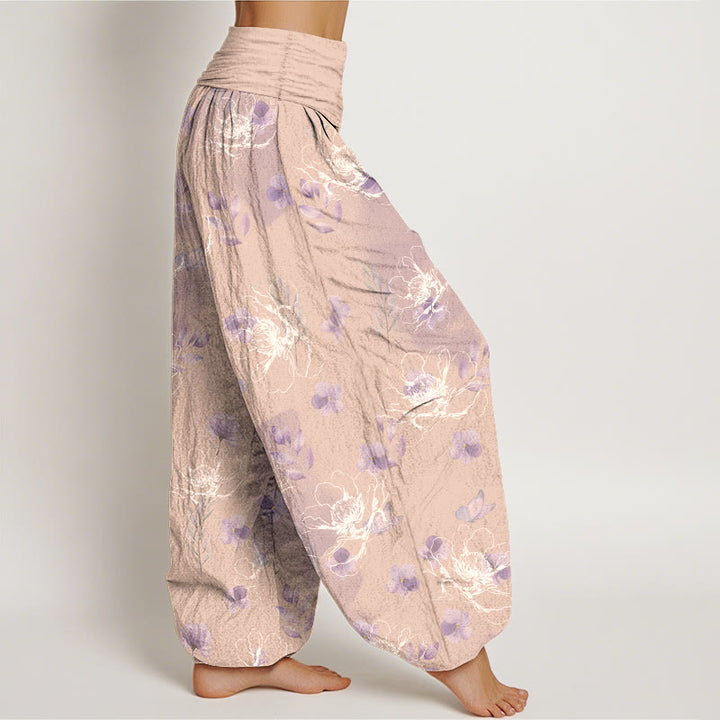 Buddha Stones Cotton Exquisite Retro Flower Pattern Women's Elastic Waist Harem Pants - image 10