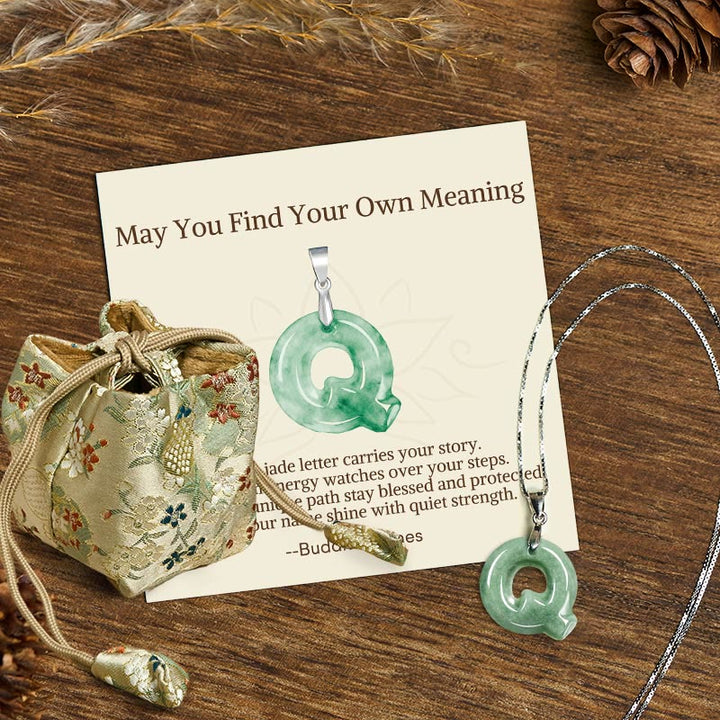 Buddha Stones "May You Find Your Own Meaning" Natural A-Z Letter Jade 925 Sterling Silver Chain Necklace Includes Gift Message Card - Q - Titanium Steel Chain&Silver Chain(One Pendant) - Deluxe Gift Bag (+$9.59) - image 87