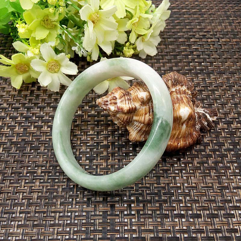 Buddha Stones Natural Jade Simple Design Prosperity Cuff Bangle Bracelet - 62mm - image 0