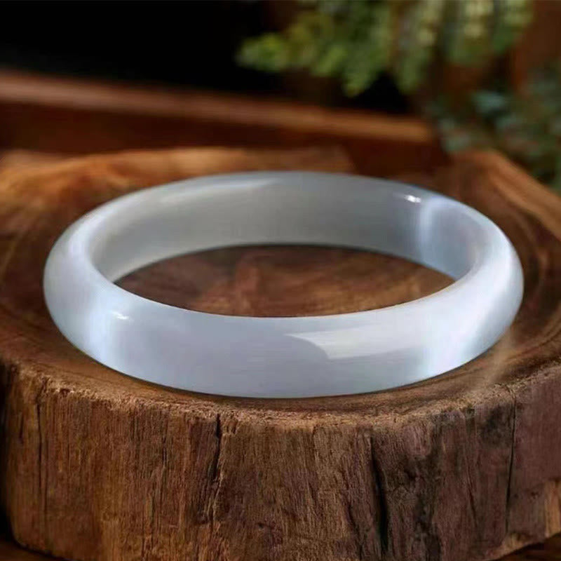 Buddha Stones White Cat's Eye Abundance Spiritual Cuff Bangle Bracelet - image 2