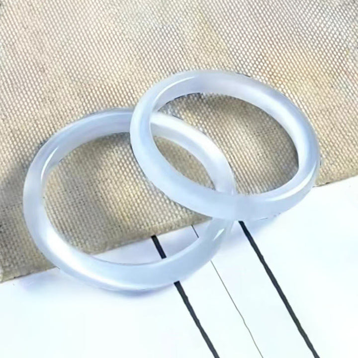 Buddha Stones White Cat's Eye Abundance Spiritual Cuff Bangle Bracelet - image 3