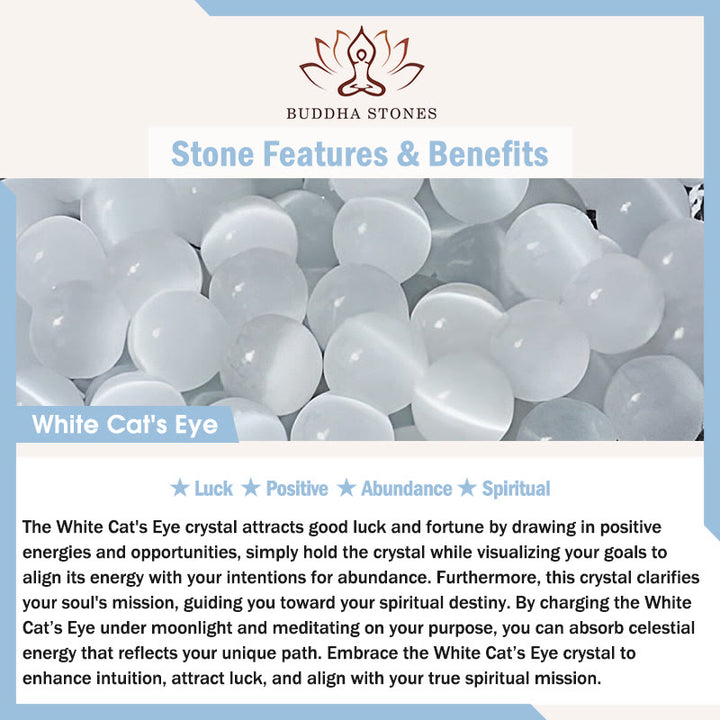 Buddha Stones White Cat's Eye Abundance Spiritual Cuff Bangle Bracelet - image 4