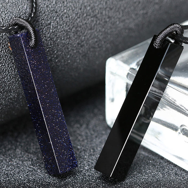 Buddha Stones Black Obsidian Blue Sandstone Transformation Necklace Pendant - image 11