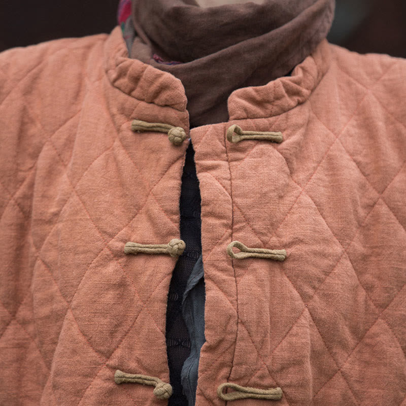 Buddha Stones Winter Frog-Button Lines Open Front Cotton Long Sleeve Women's Thermal Jacket With Pockets - image 19