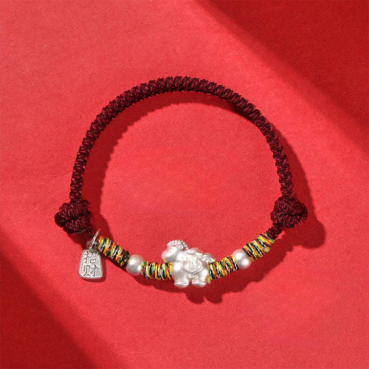 Buddha Stones 999 Sterling Silver Year Of The Horse Freedom Manually Made String Bracelet - DarkRed Rope(Wrist Circumference: 14-21cm) - image 5