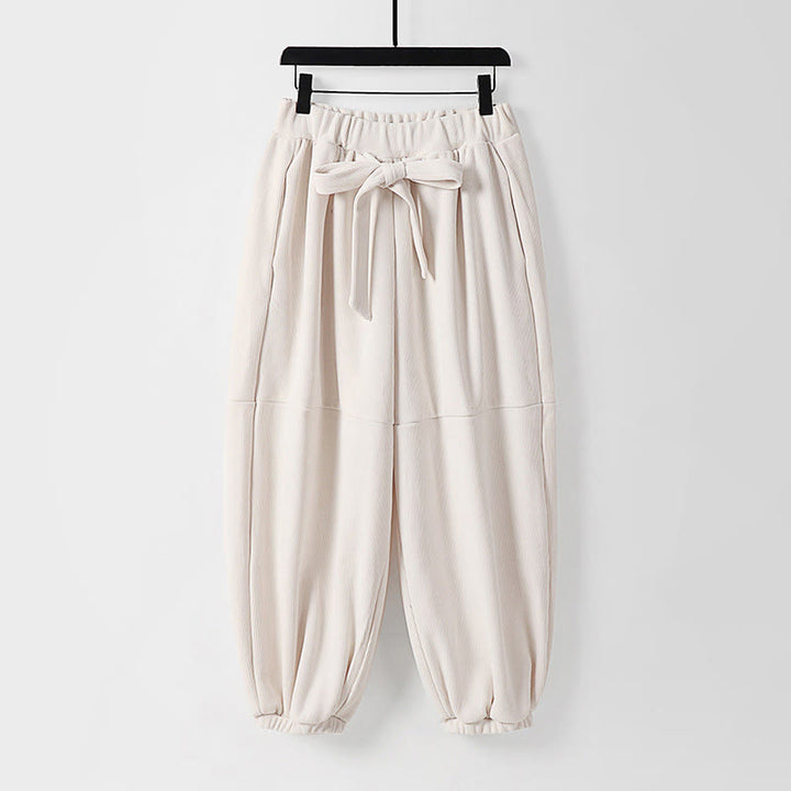 Buddha Stones Winter Solid Color Lace-up Men's Harem Cotton Corduroy Pants With Pockets - White - US/UK/AU54，EU64 (9XL) - image 11