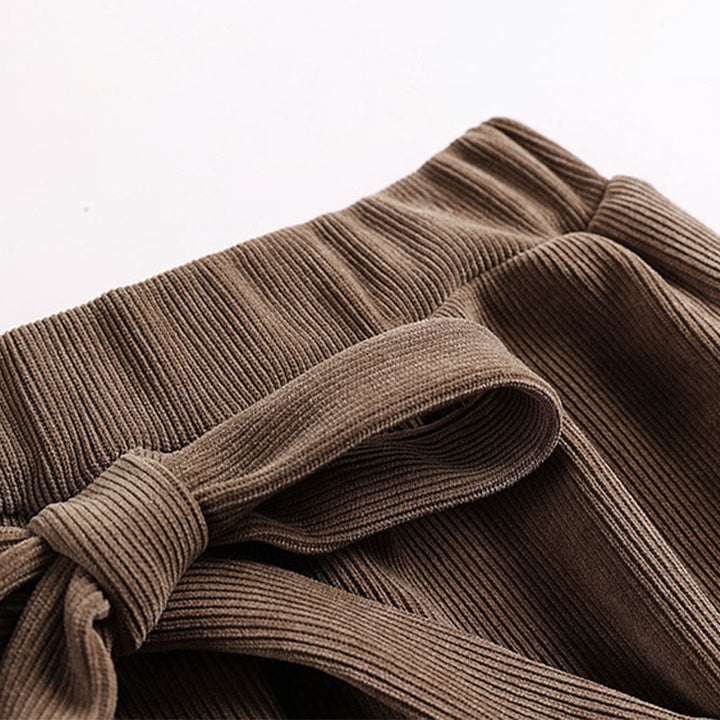 Buddha Stones Winter Solid Color Lace-up Men's Harem Cotton Corduroy Pants With Pockets - image 4