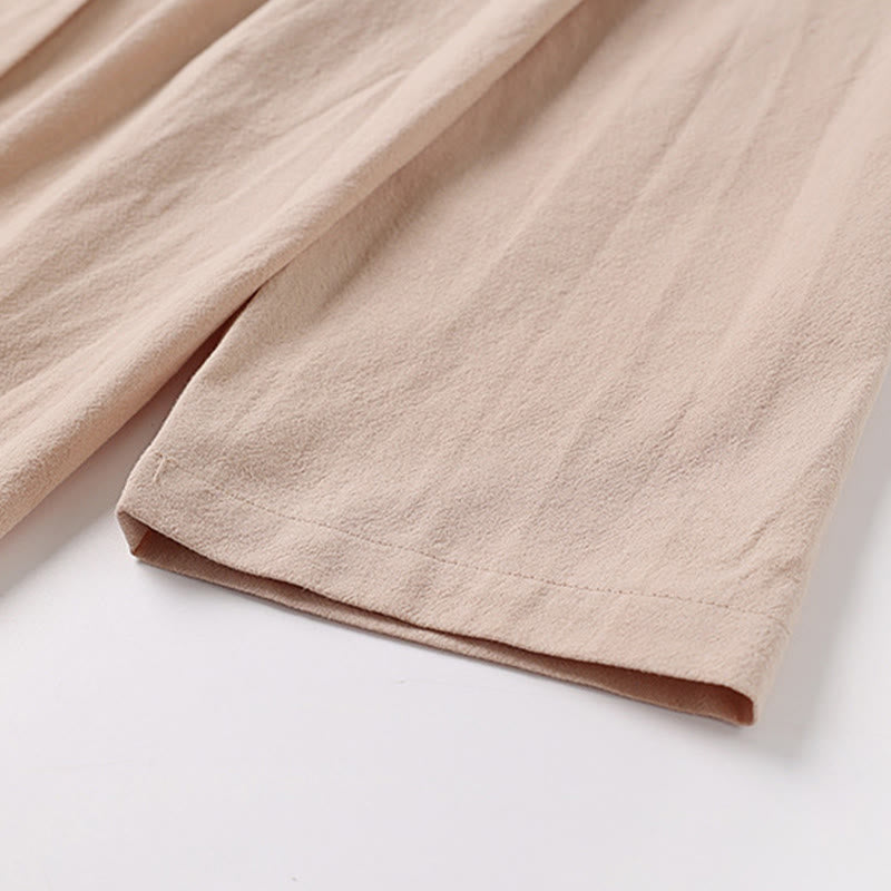 Buddha Stones Spring Fall Solid Color Long Sleeve Mid-length Open Front Men's Kimono - image 6