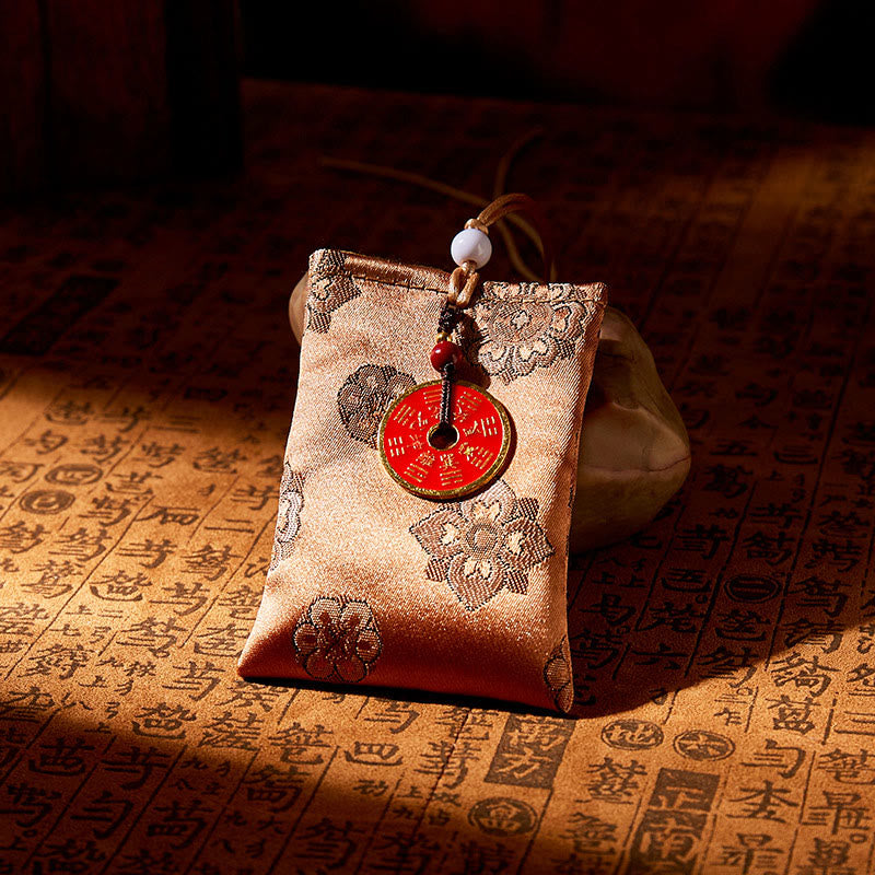 Buddha Stones Mountain Ghosts Spend Money Jacquard Embroidery Sachet Blessing Hanging Decoration - YELLOW - image 1