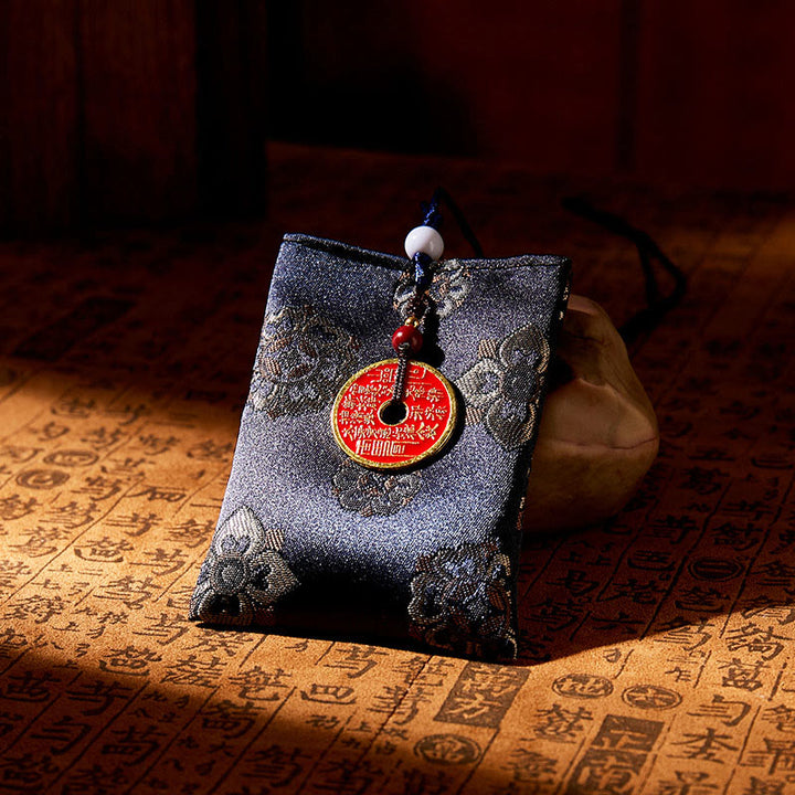 Buddha Stones Mountain Ghosts Spend Money Jacquard Embroidery Sachet Blessing Hanging Decoration - BLUE - image 5