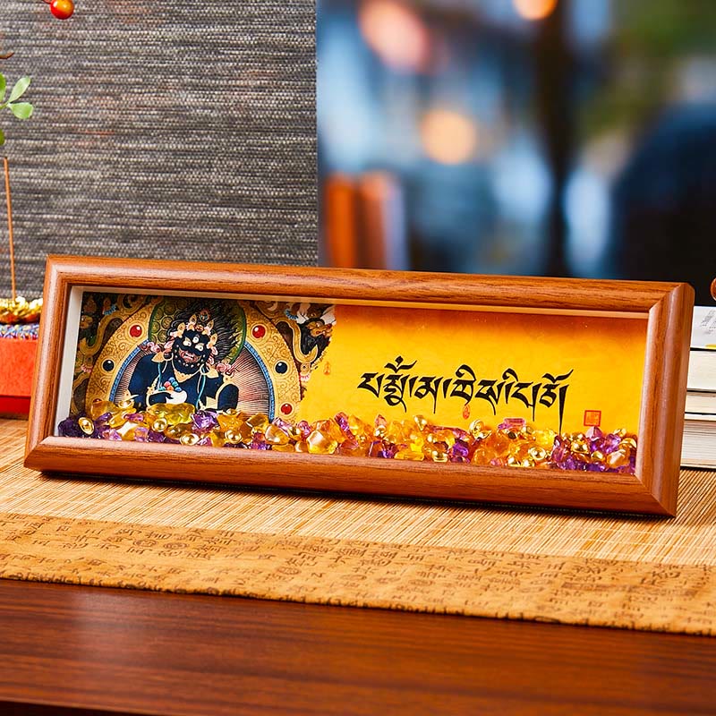 Buddha Stones Om Mani Padme Hum Buddha Golden Ingot Thangka Photo Frame Ornament Home Decor - Style3 - Medium Density Fiberboard(9*30*4cm) - image 8