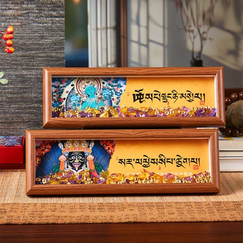Buddha Stones Om Mani Padme Hum Buddha Golden Ingot Thangka Photo Frame Ornament Home Decor - image 11