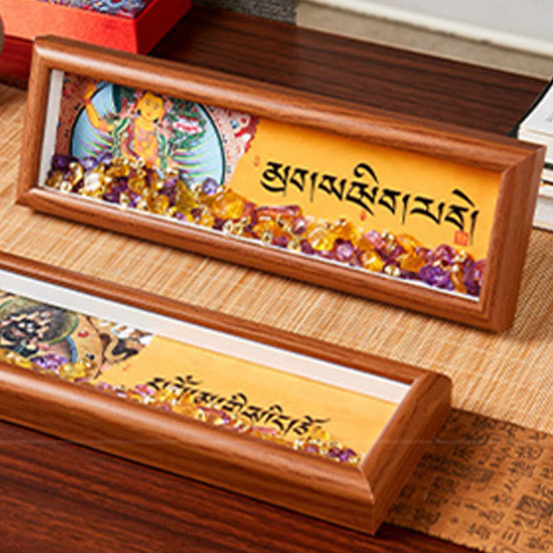Buddha Stones Om Mani Padme Hum Buddha Golden Ingot Thangka Photo Frame Ornament Home Decor - image 12