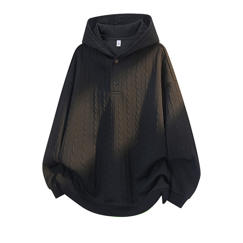 Buddha Stones Fall Winter Buttons Twisted Design Long Sleeve Men's Hoodie - Black - US/UK/AU42，EU52 (3XL) - image 7