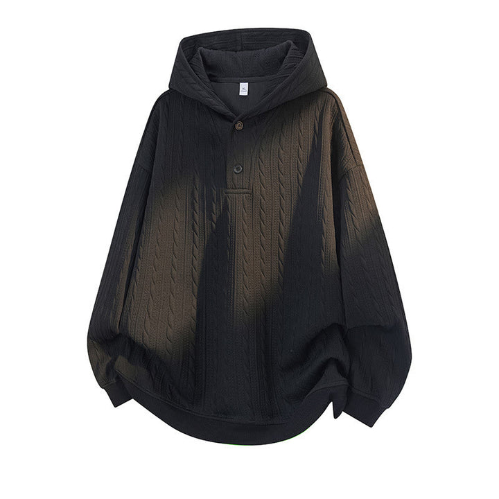 Buddha Stones Fall Winter Buttons Twisted Design Long Sleeve Men's Hoodie - Black - US/UK/AU42，EU52 (3XL) - image 7