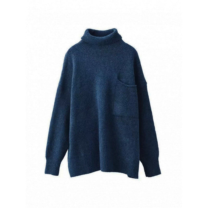 Buddha Stones Winter Solid Color Mock Neck Long Sleeve Women's Knitted Cotton Sweater - image 2