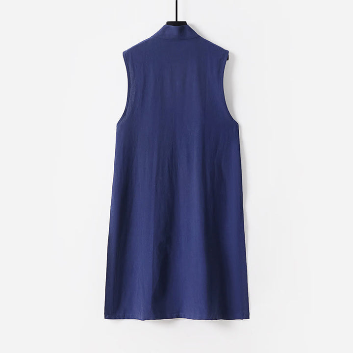 Buddha Stones 2Pcs Wudang Tai Chi Ceremony Solid Long Sleeve Men's Taoist Long Robe Kimono Sleeveless Vest Suit - image 5