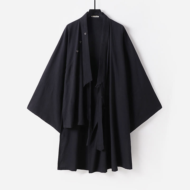 Buddha Stones Wudang Traditional Tai Chi Ceremony Three Quarter Sleeve Men's Taoist Long Robe - Gray - US/UK/AU54，EU64 (9XL) - image 3