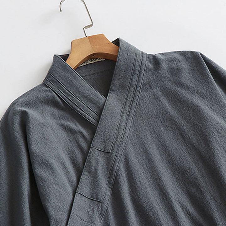 Buddha Stones Wudang Traditional Tai Chi Ceremony Three Quarter Sleeve Men's Taoist Long Robe - image 7