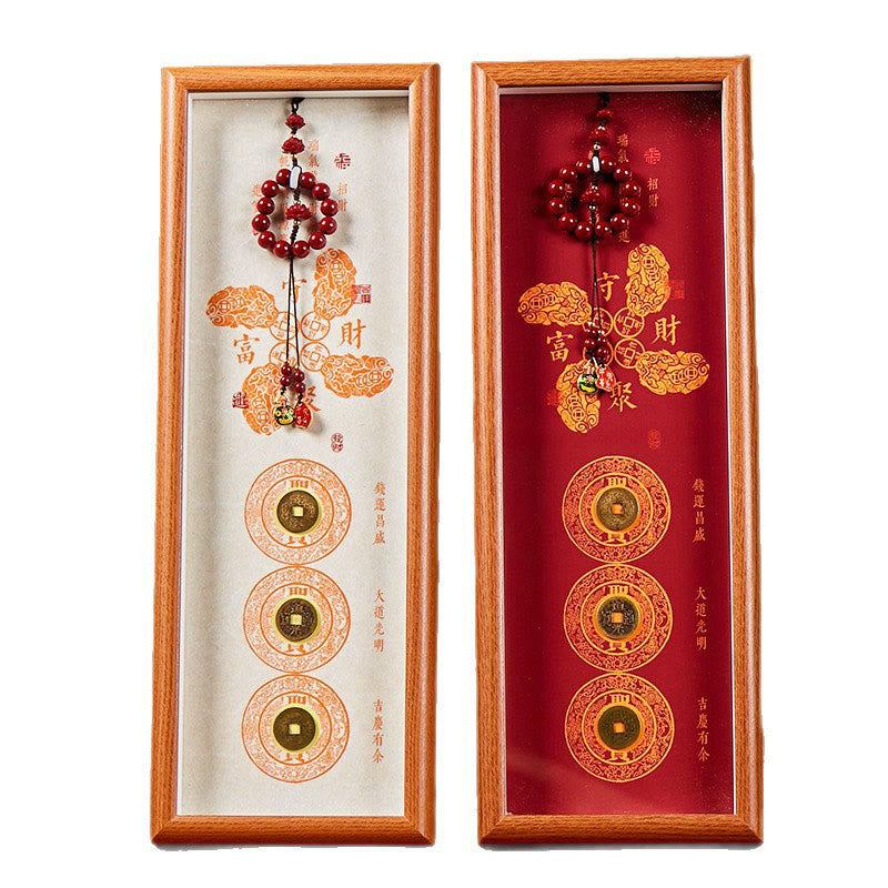 Buddha Stones Copper Coins Cinnabar Attract Fortune Blessing Photo Frame Ornament Home Decor - image 7