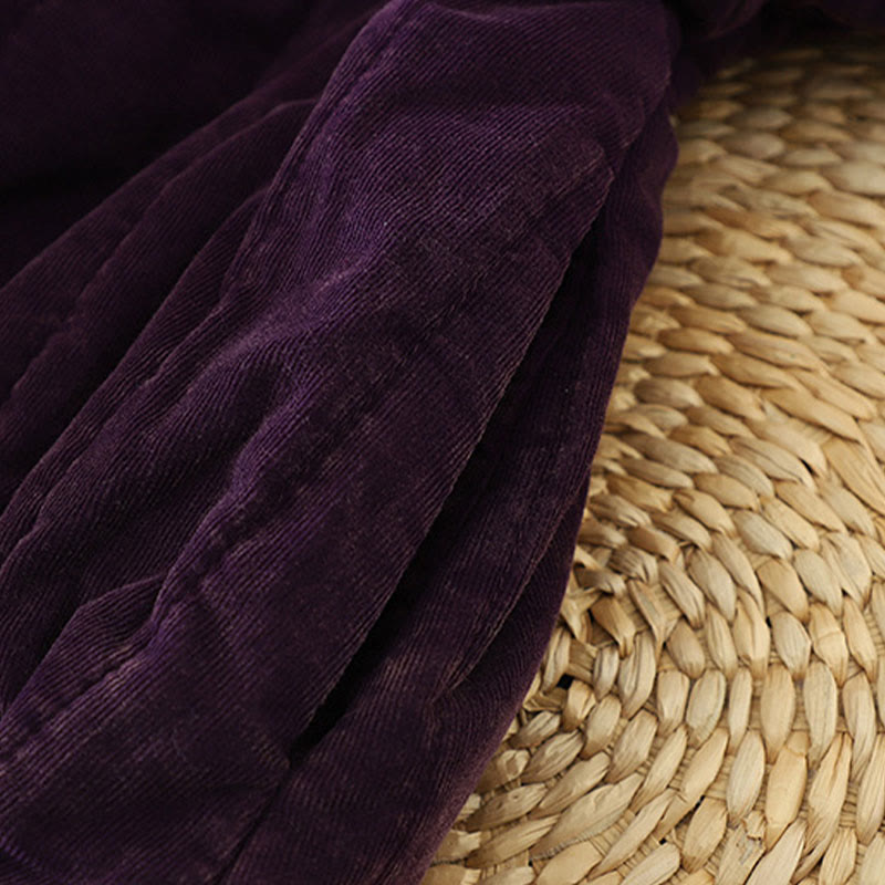 Buddha Stones Winter Frog-button Polyester Long Sleeve Corduroy Women's Jacket  - image 12