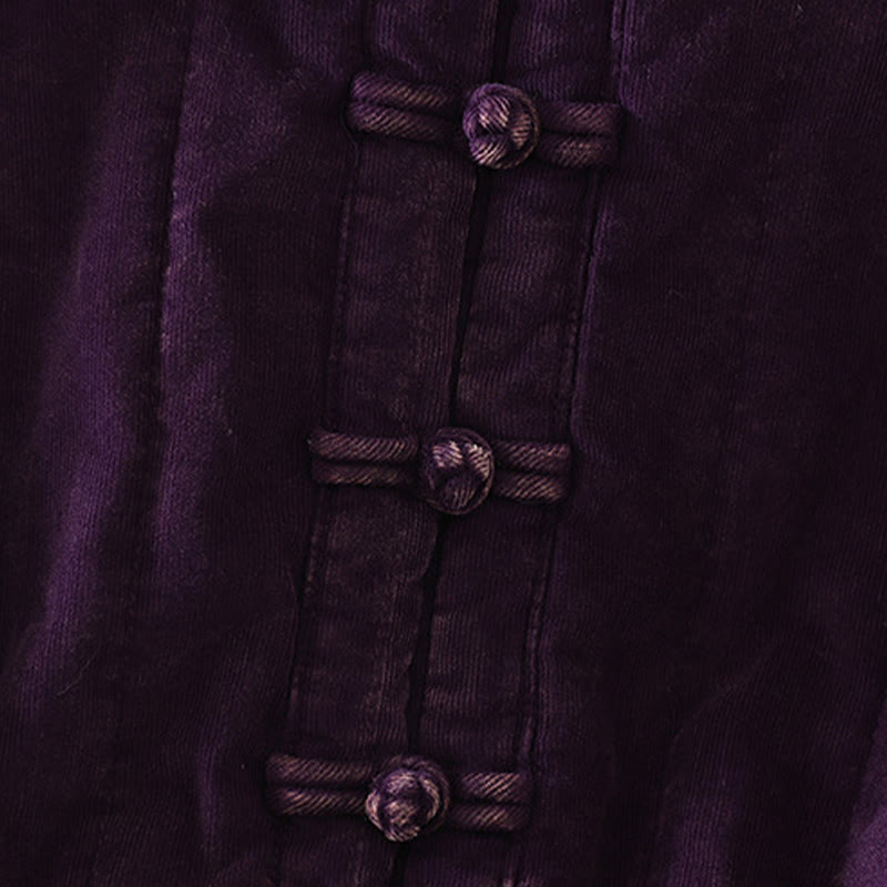 Buddha Stones Winter Frog-button Polyester Long Sleeve Corduroy Women's Jacket  - image 14