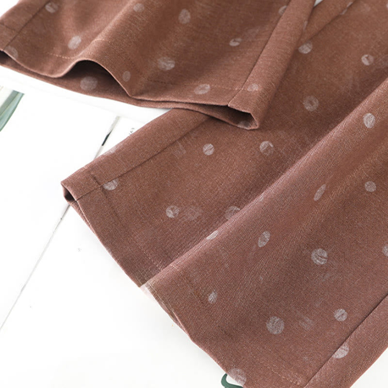 Buddha Stones Casual White Dots Pattern Polyester Women's Wide Leg Pants With Pockets - image 11