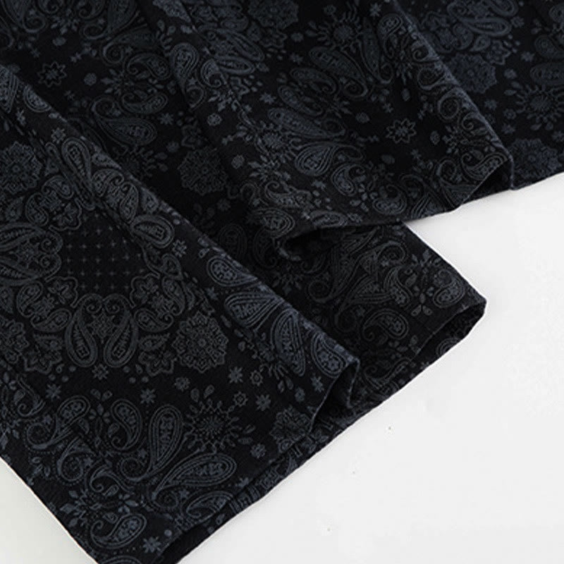 Buddha Stones Casual Floral Pattern Polyester Women's Wide Leg Pants With Pockets - image 4