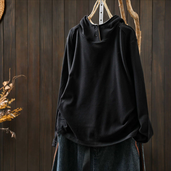 Buddha Stones Winter Solid Color Cotton Thickened Long Sleeve Women's Hoodie Has Hood - image 17