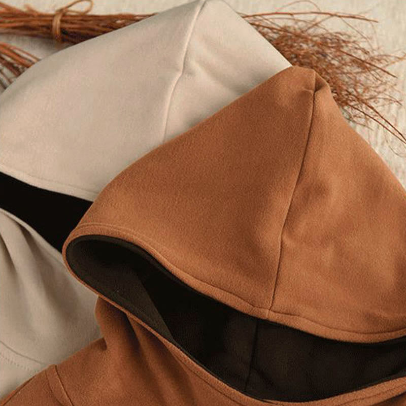 Buddha Stones Winter Solid Color Cotton Thickened Long Sleeve Women's Hoodie Has Hood - image 18