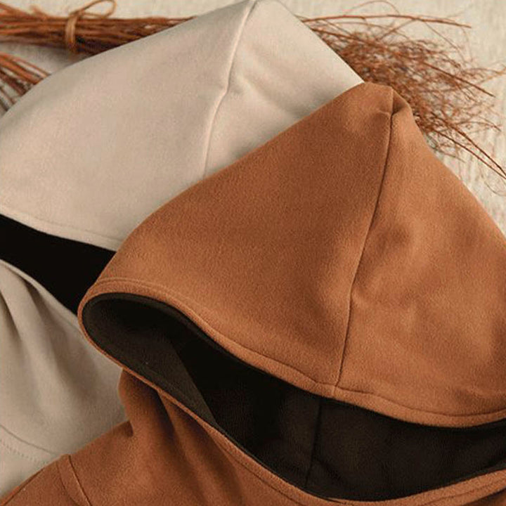 Buddha Stones Winter Solid Color Cotton Thickened Long Sleeve Women's Hoodie Has Hood - image 18