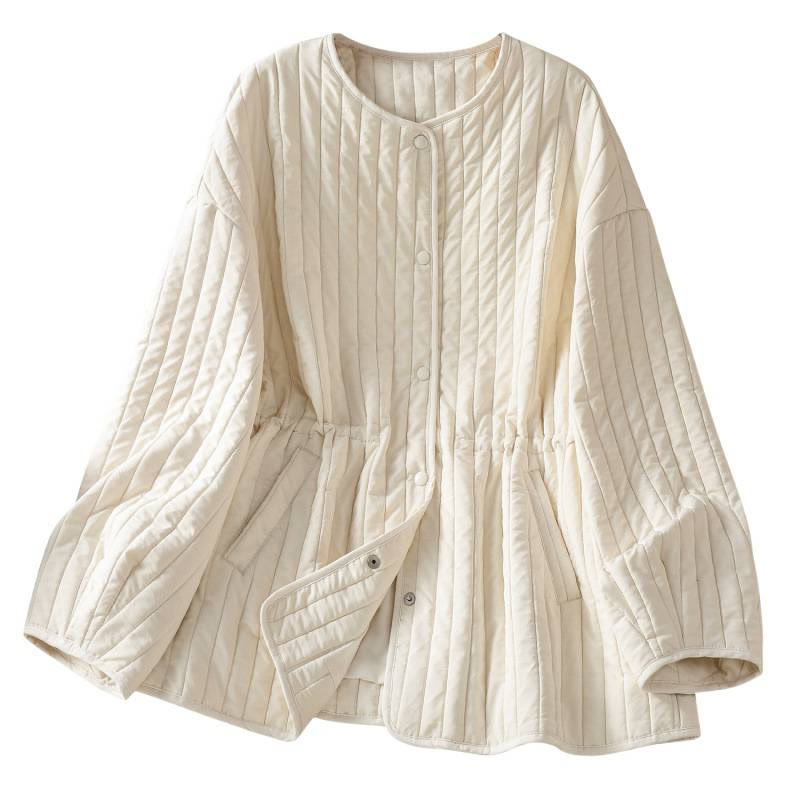 Buddha Stones Women's Plain Crew Neck Drawstring Design Long Sleeve Cotton Jacket With Pocket - image 22