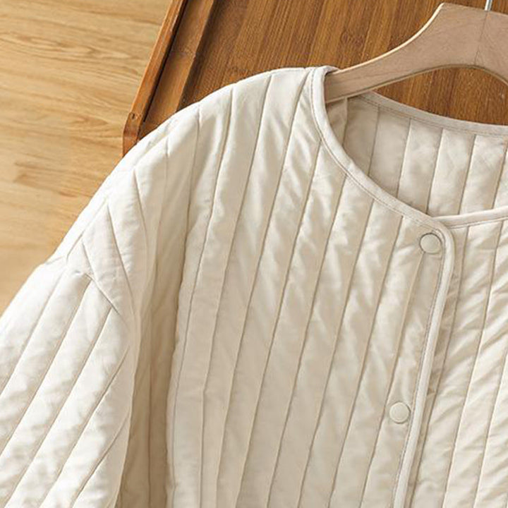 Buddha Stones Women's Plain Crew Neck Drawstring Design Long Sleeve Cotton Jacket With Pocket - image 14