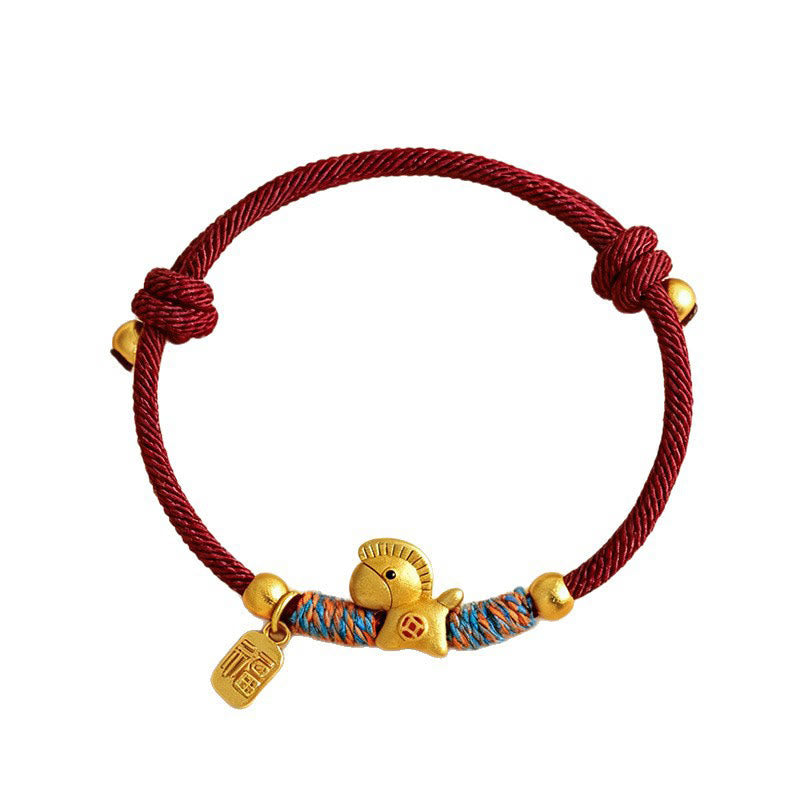 Buddha Stones 999 Sterling Silver Year Of The Horse Fu Character Charm Colorful String Rope Luck Bracelet - image 6