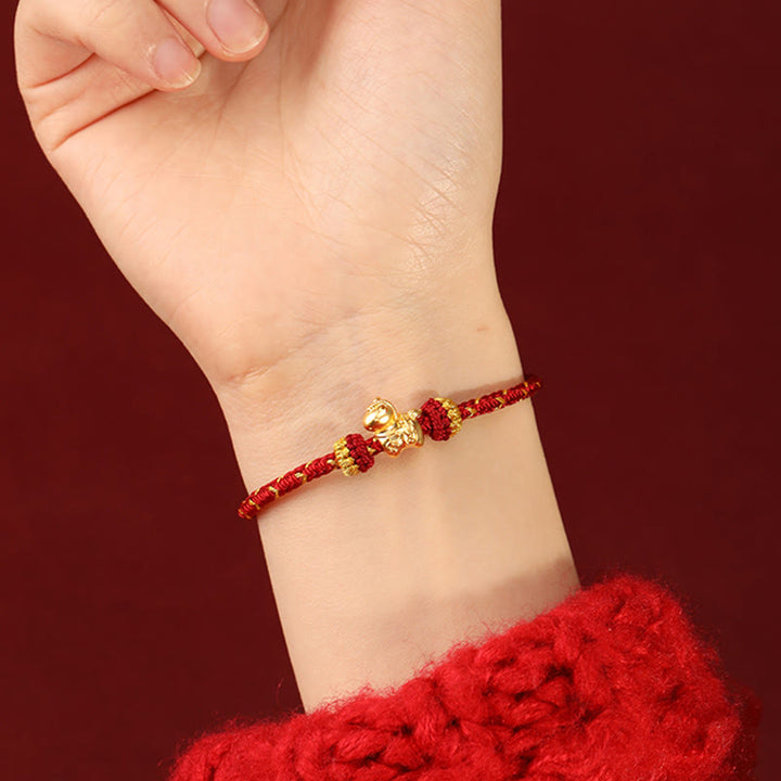 Buddha Stones 999 Gold Year Of The Horse Braided String Rope Luck Adjustable Bracelet - image 7