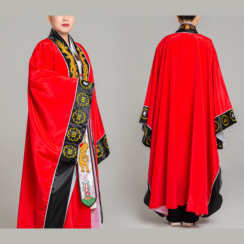Buddha Stones Wudang Embroidery Dragon Tiger Long Wide Sleeve Unisex Taoist Robe Kimono For Qigong Ceremony - image 4